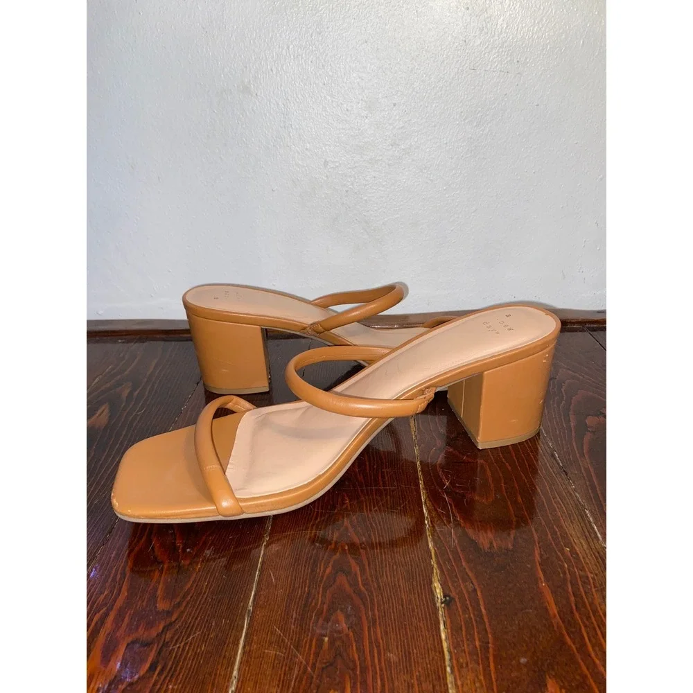 A New Day Block Heel Square Toe Strap Slide Sandals Minimalist Quiet Luxury Chic